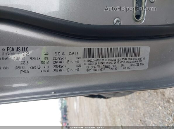 3C4NJDDB1LT193899 2020 JEEP COMPASS Gray Շարժիչի բաժամունքի տեսք