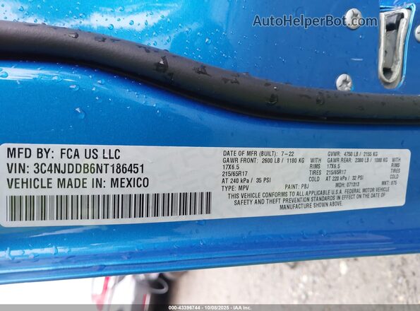 3C4NJDDB6NT186451 2022 JEEP COMPASS Blue Engine compartment view