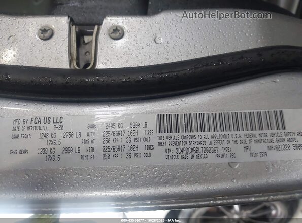 3C4PDCAB6LT202367 2020 DODGE JOURNEY Серебряный Вид подкапотного пространства