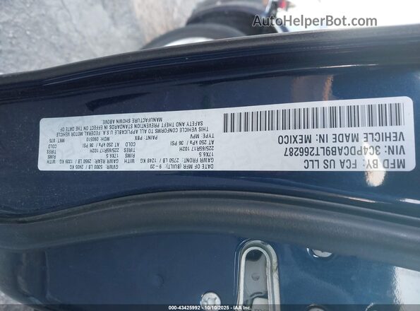 3C4PDCAB9LT266287 2020 DODGE JOURNEY Синий Вид подкапотного пространства