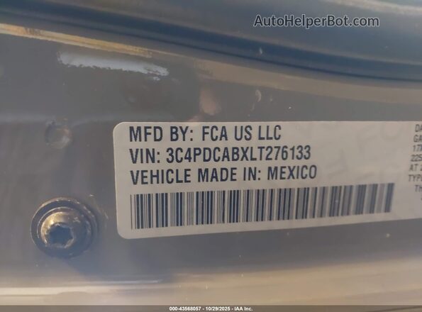 3C4PDCABXLT276133 2020 DODGE JOURNEY Gray 
