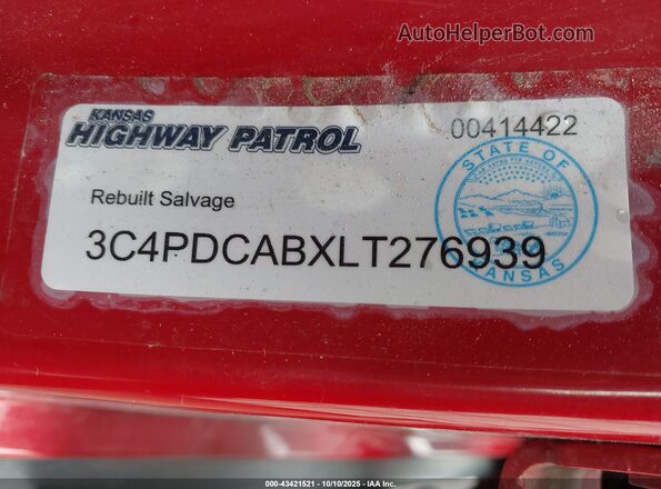 3C4PDCABXLT276939 2020 DODGE JOURNEY Red Вид підкапотного простору