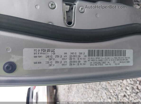 3C4PDCGB5LT188937 2020 DODGE JOURNEY Gray Вид підкапотного простору