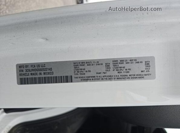 3C6LRVDG5SE532143 2025 RAM PROMASTER 2500  წინა ხედი