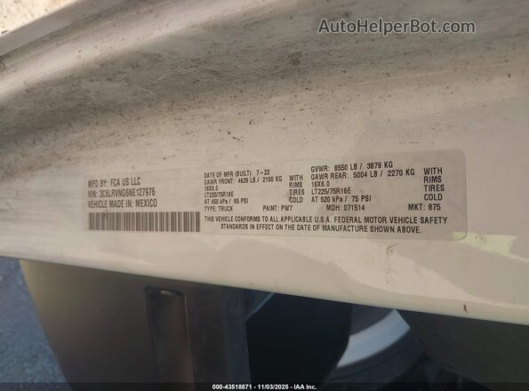 3C6LRVNG6NE127976 2022 RAM PROMASTER 1500 White Engine compartment view