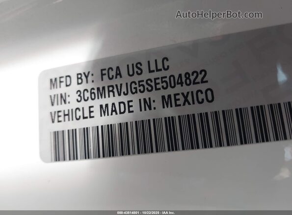 3C6MRVJG5SE504822 2025 RAM PROMASTER 3500 White 