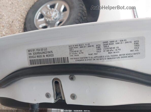 3C6UR5HJ2NG319475 2022 RAM 2500 Белый Вид подкапотного пространства