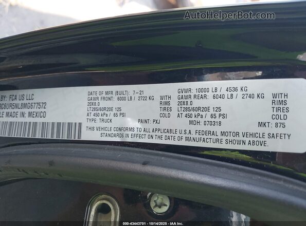 3C6UR5NL8MG677572 2021 RAM 2500 Black Շարժիչի բաժամունքի տեսք