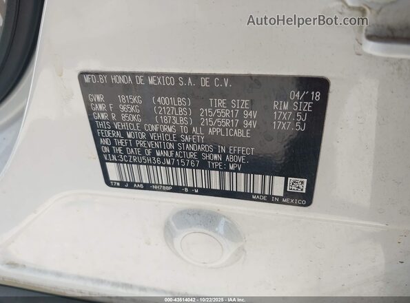 3CZRU5H36JM715767 2018 HONDA HR-V White 