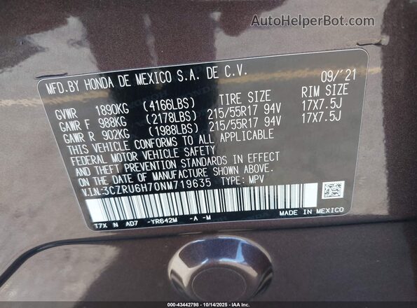 3CZRU6H70NM719635 2022 HONDA HR-V Purple Շարժիչի բաժամունքի տեսք