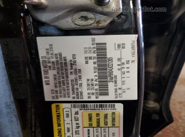 3FA6P0HD4LR221205 2020 FORD FUSION Черный Вид подкапотного пространства