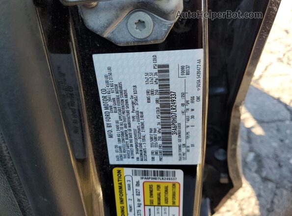 3FA6P0HD7LR249337 2020 FORD FUSION Черный Вид наклейки с VIN-кодом