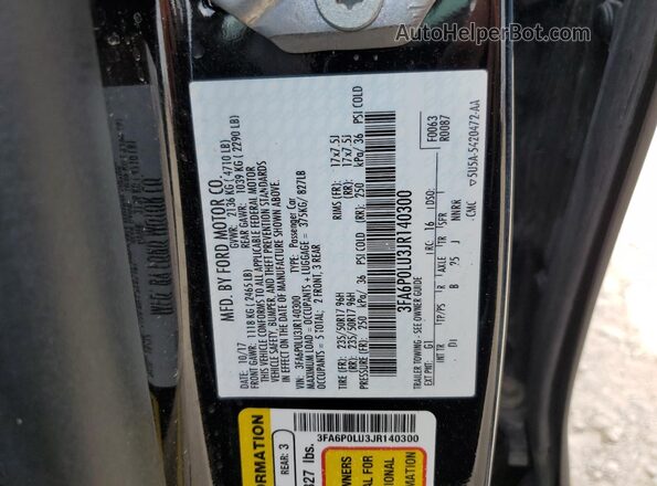3FA6P0LU3JR140300 2018 FORD FUSION Black Вид підкапотного простору