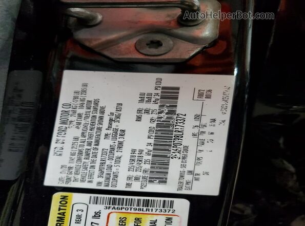 3FA6P0T98LR173372 2020 FORD FUSION Black ძრავის განყოფილების ხედი