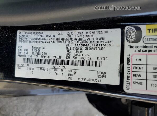 3FADP4AJ4JM117466 2018 FORD FIESTA Black 