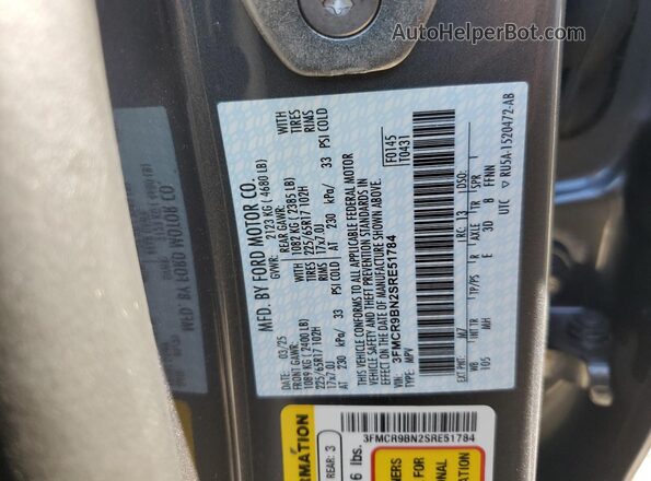 3FMCR9BN2SRE51784 2025 FORD BRONCO Gray 