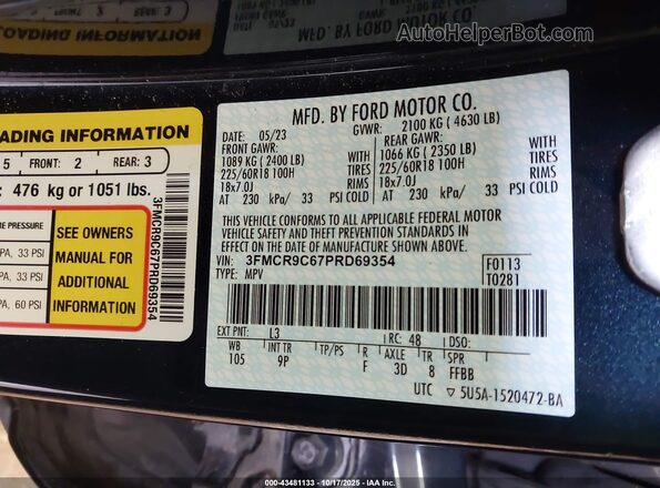 3FMCR9C67PRD69354 2023 FORD BRONCO SPORT Black Vista del compartimento del motor
