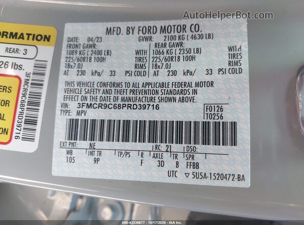 3FMCR9C68PRD39716 2023 FORD BRONCO SPORT Green Engine compartment view