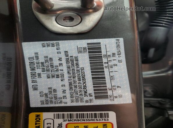 3FMCR9CN3SRE53753 2025 FORD BRONCO Серый Вид наклейки с VIN-кодом