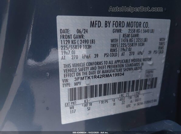 3FMTK1R42RMA19934 2024 FORD MUSTANG MACH-E Серый Вид подкапотного пространства