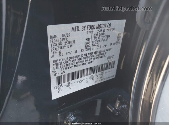 3FMTK1R44SMA13011 2025 FORD MUSTANG MACH-E Black ძრავის განყოფილების ხედი