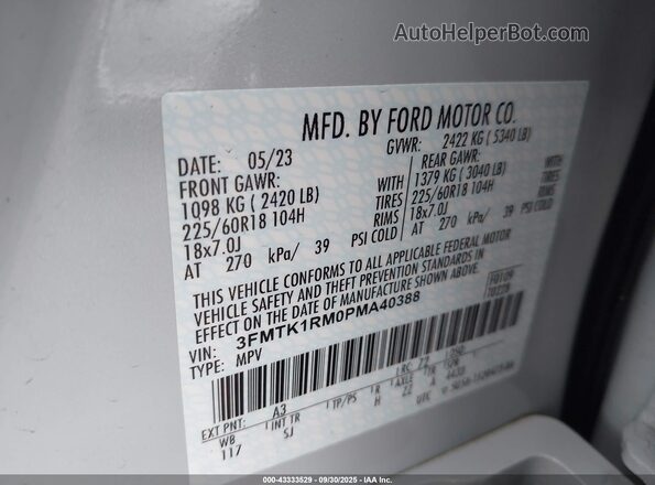 3FMTK1RM0PMA40388 2023 FORD MUSTANG MACH-E Gray Вид підкапотного простору