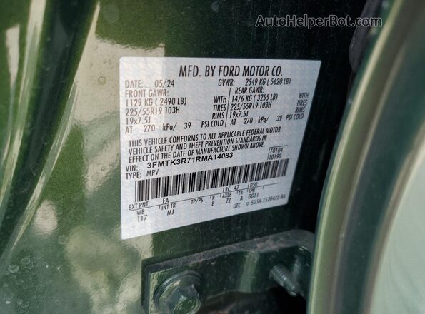3FMTK3R71RMA14083 2024 FORD MUSTANG MACH-E PREMI Green Вид наклейки з VIN-кодом