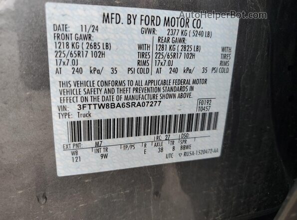 3FTTW8BA6SRA07277 2025 FORD MAVERICK Gray 