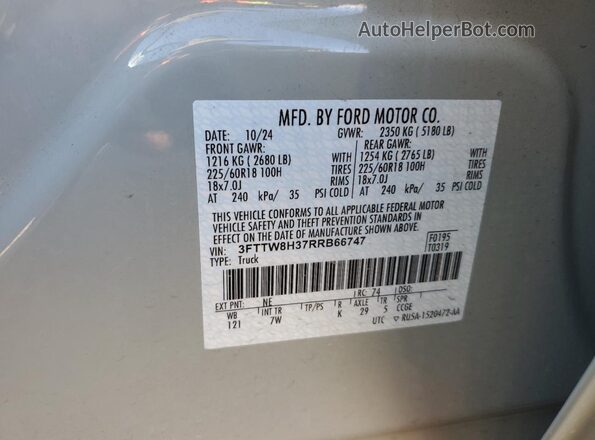 3FTTW8H37RRB66747 2024 FORD MAVERICK Синий Вид наклейки с VIN-кодом