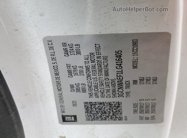 3GCNWAEF1LG416405 2020 CHEVROLET SILVERADO White Շարժիչի բաժամունքի տեսք