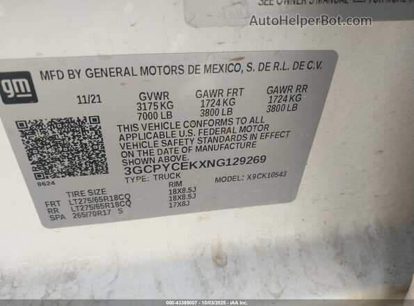 3GCPYCEKXNG129269 2022 CHEVROLET SILVERADO Белый Вид подкапотного пространства