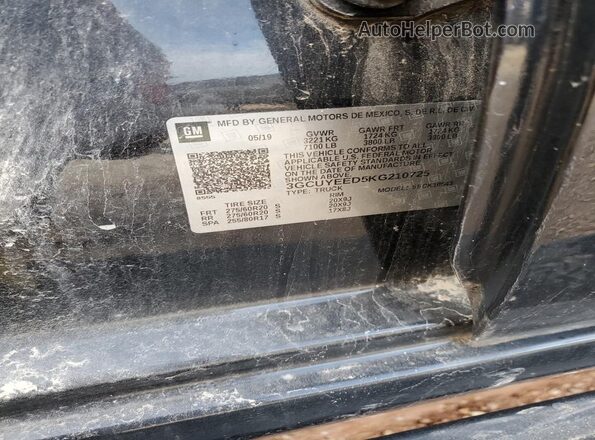 3GCUYEED5KG210725 2019 CHEVROLET SILVERADO Black Vista de la etiqueta del VIN