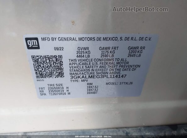 3GKALMEG3PL114147 2023 GMC TERRAIN Бежевый Вид подкапотного пространства