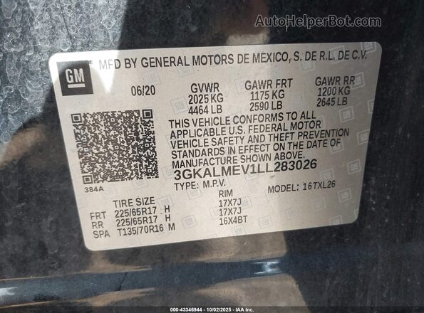 3GKALMEV1LL283026 2020 GMC TERRAIN Black Вид підкапотного простору