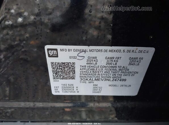 3GKALMEV3NL247499 2022 GMC TERRAIN Черный Вид подкапотного пространства