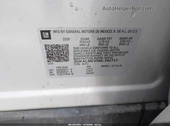 3GKALMEV5ML342712 2021 GMC TERRAIN Silver ძრავის განყოფილების ხედი