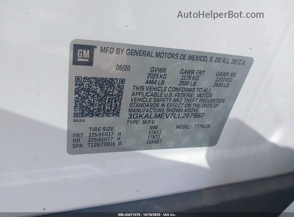 3GKALMEV7LL297867 2020 GMC TERRAIN Белый Вид подкапотного пространства