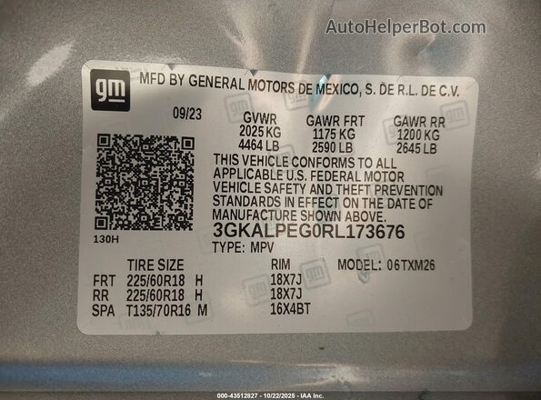 3GKALPEG0RL173676 2024 GMC TERRAIN Gray Widok komory silnika