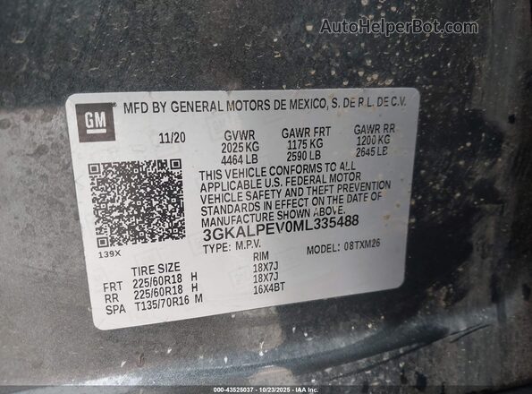3GKALPEV0ML335488 2021 GMC TERRAIN Gray Вид підкапотного простору
