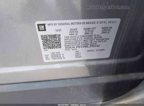 3GKALPEV5ML335311 2021 GMC TERRAIN Gray Вид підкапотного простору