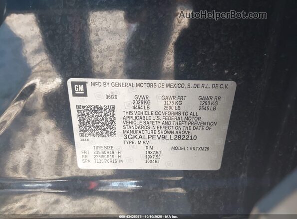 3GKALPEV9LL282210 2020 GMC TERRAIN Black Widok komory silnika