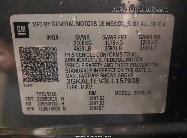 3GKALTEV3LL157938 2020 GMC TERRAIN Gray Widok komory silnika