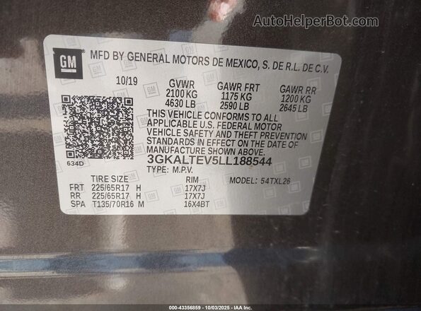 3GKALTEV5LL188544 2020 GMC TERRAIN Brown Շարժիչի բաժամունքի տեսք