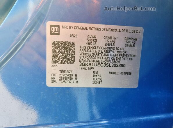3GKALUEG0SL303380 2025 GMC TERRAIN Blue Vista interior de 360 grados