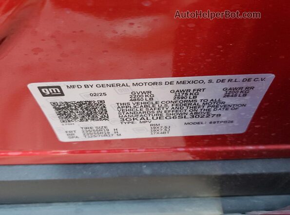 3GKALUEG6SL302279 2025 GMC TERRAIN Red 