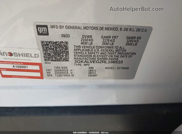 3GKALVEG2RL166510 2024 GMC TERRAIN White Vista del compartimento del motor