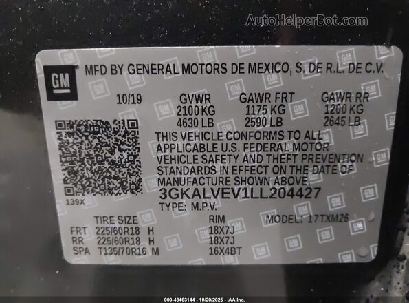 3GKALVEV1LL204427 2020 GMC TERRAIN Gray Вид підкапотного простору