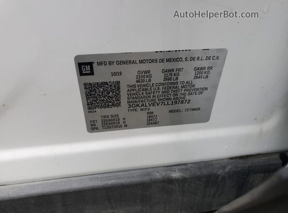 3GKALVEV7LL197872 2020 GMC TERRAIN White 360 interior view