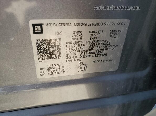 3GKALXEX0LL323325 2020 GMC TERRAIN Серый Панорамный вид салона 360°