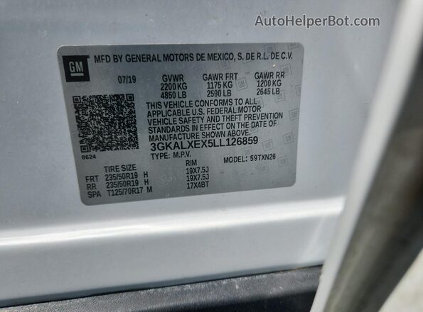 3GKALXEX5LL126859 2020 GMC TERRAIN White VIN sticker view